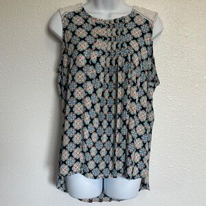 Daniel Rainn Sleeveless Crochet Lace Blouse - Black and Blue Size PM